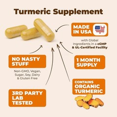 Turmeric Supplement with 65% Boswellia Extract Capsules 60 Count (Pack of 1)