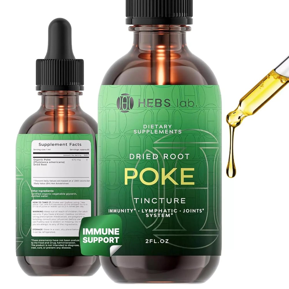 Poke Root Extract – Organic & Pure Lymphatic Drainage Drops – Immune Support Sup
