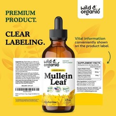 Wild & Organic Mullein Drops for Lungs – Alcohol Free Herbal Supplement