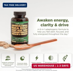 Gade Nutrition Ashwagandha with Maca Root, Horny Goat Weed, Turkesterone Supplem