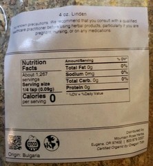 Mountain Rose Herbals Certified USDA Organic Linden (Tilia spp.) 4oz (114g) NIP
