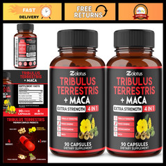 2 Packs Tribulus Terrestris, Maca Root & Ashwagandha – 6 Month Supply, Energy Bo