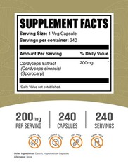 BulkSupplements Cordyceps Extract 240 Veg Capsules – 2000 mg Per Serving
