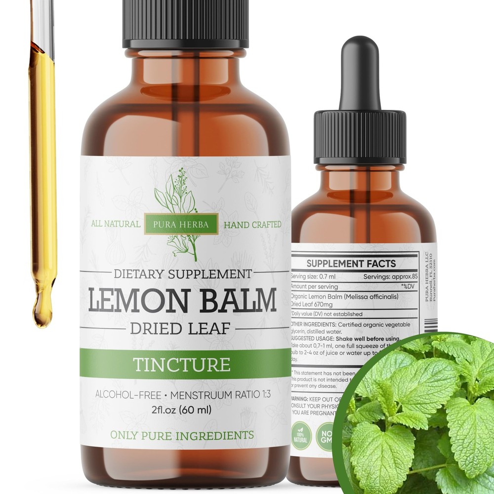 Lemon Balm Tincture – Alcohol-Free | Melissa Officinalis 2 Fl Oz (Pack of 1)