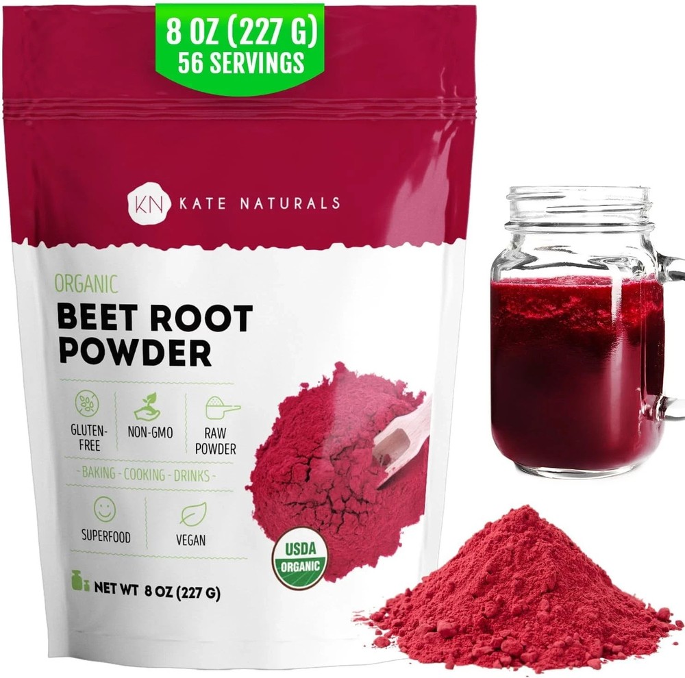 Kate Naturals Organic Beet Root Powder for Smoothies, Baking & Juice. Raw Beetro