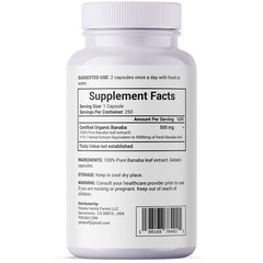 250 Capsules BANABA Leaf Extract 5000mg Corosolic Acid 3.8mg Lagerstroemia