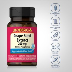 Grape Seed Extract | 200mg | 120 Capsules | 134mg Polyphenols | by Lindberg