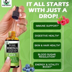 Organic Moringa Liquid Drops for Energy,Metabolism Immune Support,8000Mg Moringa