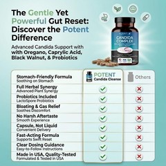 Candida Cleanse Supplement 60 Capsules with Probiotics & Oregano Oil – Gut