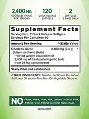 2 Pack High Strength Odorless Garlic 1200mg 240 Softgels (2×120) For Cholesterol