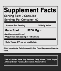 Maca 3200mg – Male Testosterone Booster,Increase Energy,Improve Muscle Strength