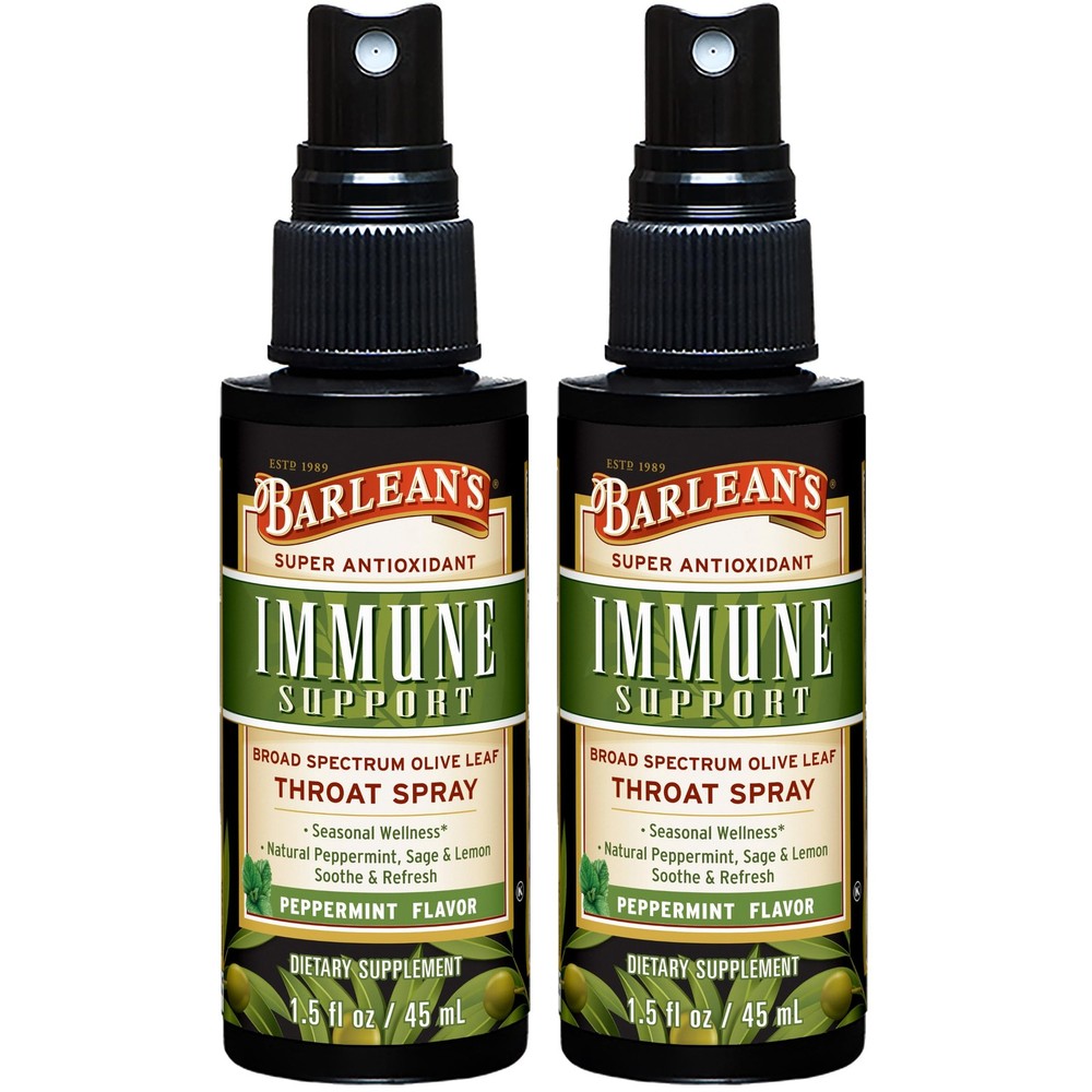 Barlean’s 2 Pack Olive Leaf Complex Throat Spray with Peppermint, Lemon, and …