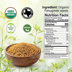 SPICY ORGANIC Whole Fenugreek Seeds 4 Oz – USDA Certified Organic, Non-Gmo, Glut