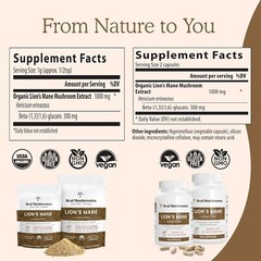 Organic Lion’s Mane Mushroom Powder 2.11Oz Brain Immune Support Vegan Gluten …