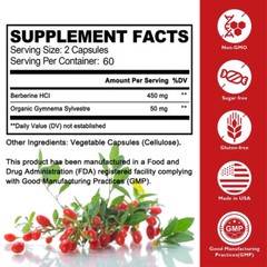 Berberine 450 mg 120 Capsules High Strength Blood Sugar Immune support