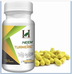 H&C Herbal Neem & Turmeric Capsules 120 Veg Caps 450mg | Immunity & Skin-2 Pack