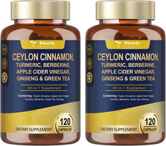 Organic Ceylon Cinnamon Capsules 18-in-1 Extract, Berberine Apple Cider Vinegar