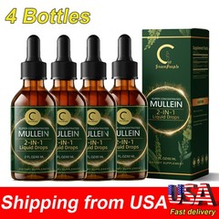 4 PACK Mullein Drops for Lungs, Detox and Cleanse Mullein Extract Supplement