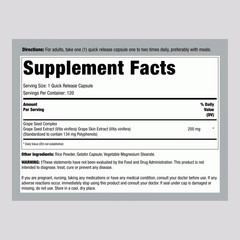 Grape Seed Extract | 200mg | 120 Capsules | 134mg Polyphenols | by Lindberg