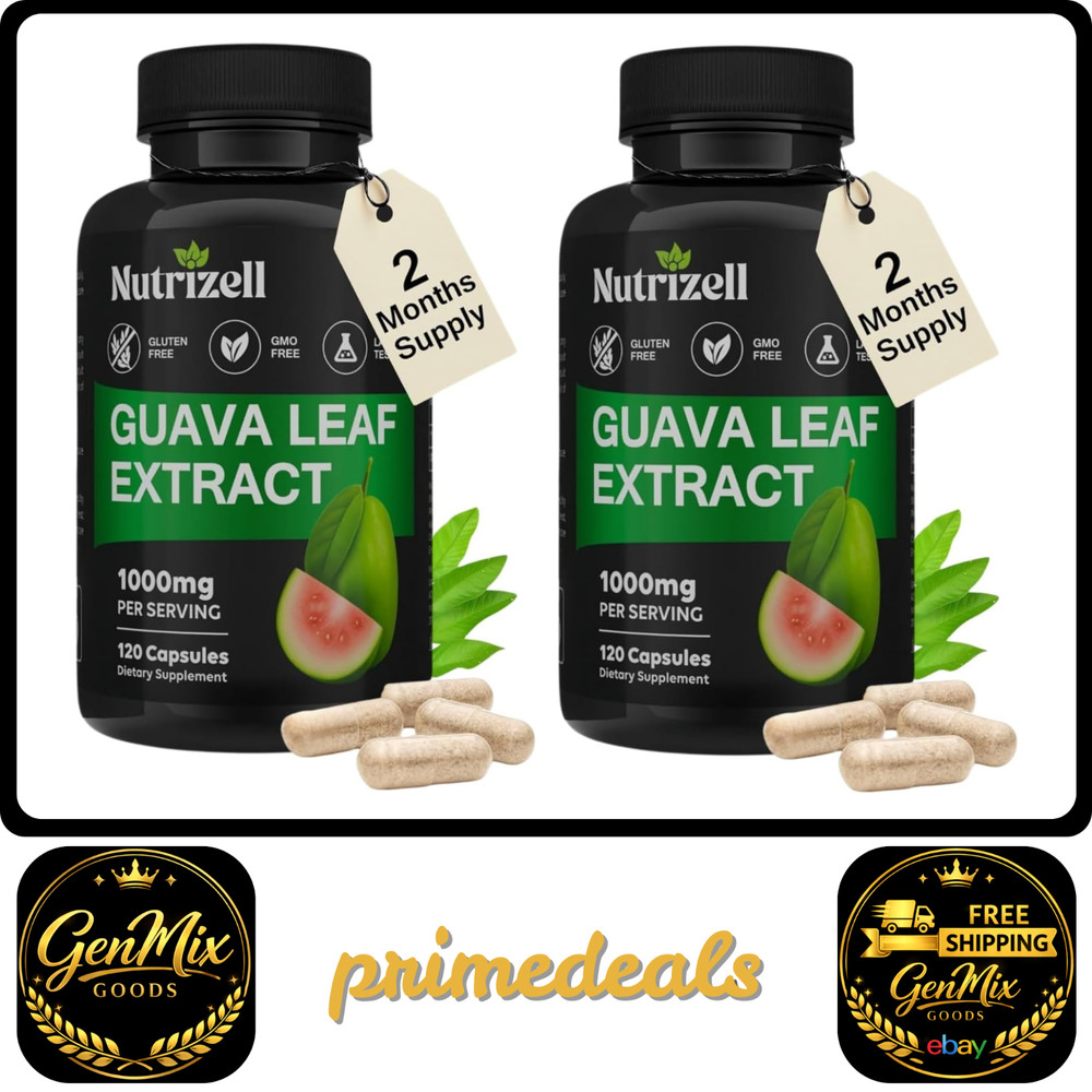2 Pack Guava Leaf Extract 1000mg with Bitter Melon 120 Veg Capsules Non-GMO