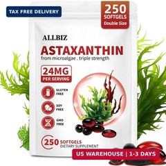 Astaxanthin 24mg | 250 Softgels | 250-Day Supply 250 Count (Pack of 1) FAST USA