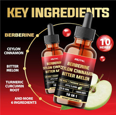 10in1 Liquid Drops Berberine with Ceylon Cinnamon Bitter Melon Turmeric Ginger