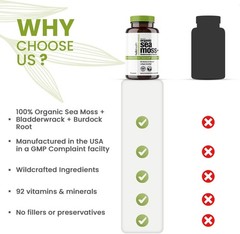 Irish Sea Moss Capsules Wildcrafted Sea Moss Burdock Root | Bladderwrack Preb…
