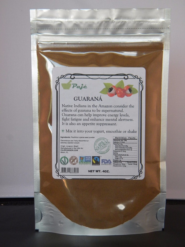 Guarana seed powder 4oz – weight loss, energy boost, memory sharpness – PAJE