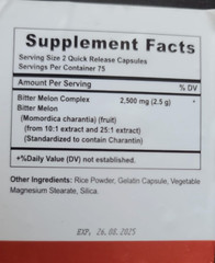 Extra Strength Bitter Melon Root 25:1 Extract, 2500 mg Strength, 150 Vegan Caps