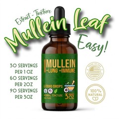 Mullein Extract for Lungs Herbal Respiratory Support EASY liquid Drops DLX USA