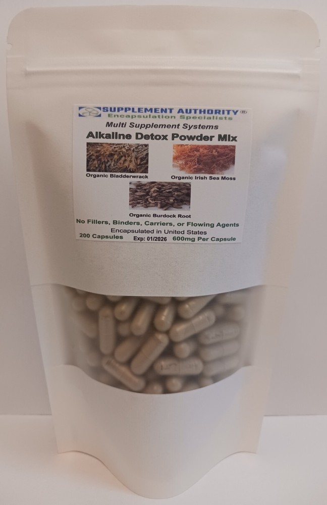 Irish Sea Moss – Bladderwrack – Burdock Root – Alkaline Detox Capsules 200ct Bag