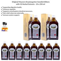 Original Maurers Krautergarten Swedish Bitters with 32 Herbal Extracts 10x250ml