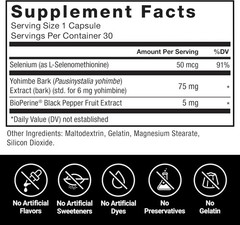 Force Factor Yohimbine Supplement for Men, Yohimbe Bark Extract with Superior Ab