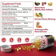 Organic Maca Root + Panax Ginseng 12000mg, Peruvian Maca Extract for Men Women
