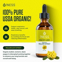 2pk Mullein Drops for Lungs Cleanse – Organic Mullein Leaf Turmeric Extract 4oz