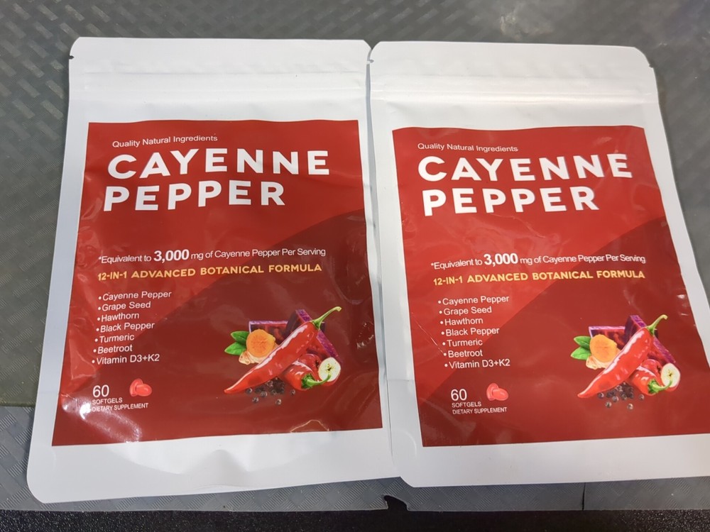 2x Cayenne Pepper 3000mg 12 In 1 Advanced Botanical Formula 60 Softgels/Ea 11/27