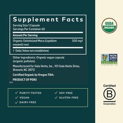 Gaia Herbs Maca Root – Caffeine Free Energy & Stamina Support 60 Vegan Capsules