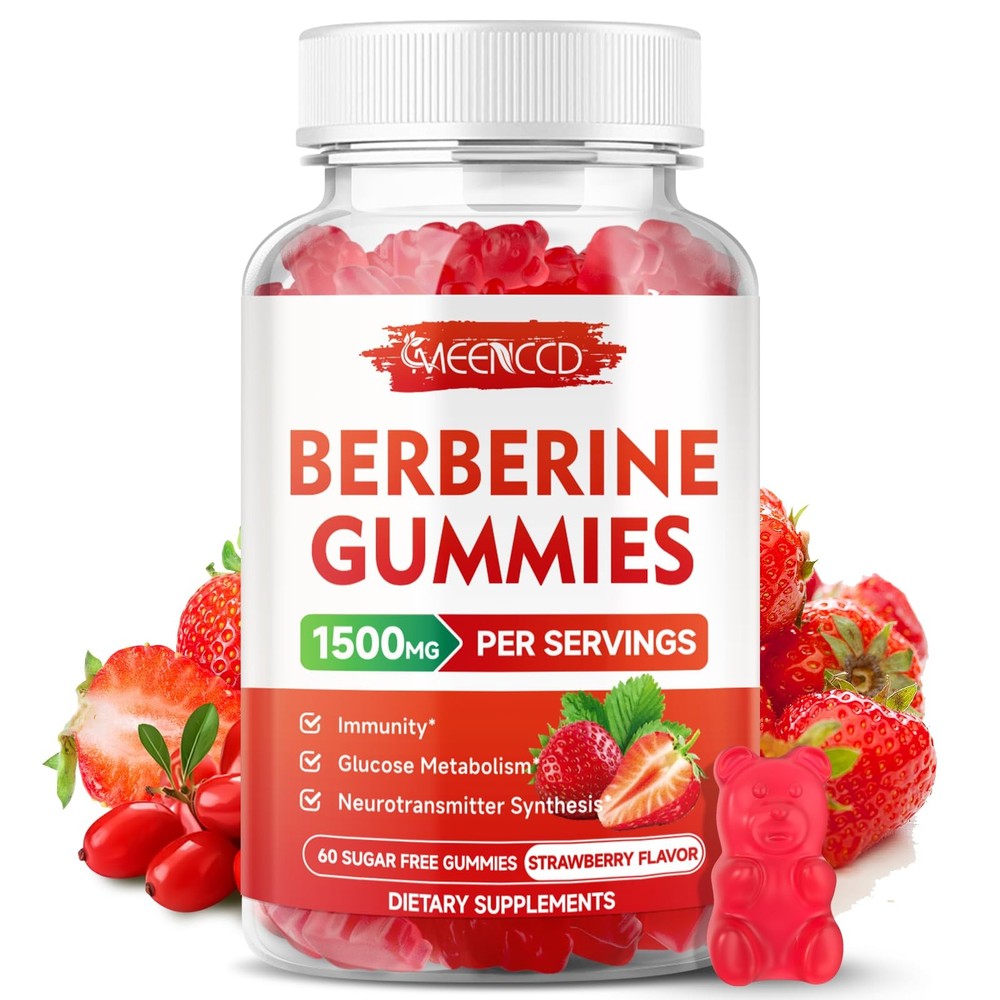 MEENCCD Berberine Gummies with Ceylon Cinnamon 1500mg 60 Count (Pack of 1)