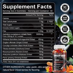 Himalayan Shilajit GOLD Gummies, Organic, Extremely Potent 3000 mg, Fulvic Acid