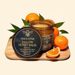 Organic Grass-Fed Balm Tallow Beef with Raw Honey Handmade All-Natural Moisturiz