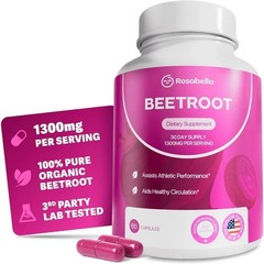 3PCS Rosabella Organic Beet Root 60 Capsules Natural Energy Boost Blood Pressure