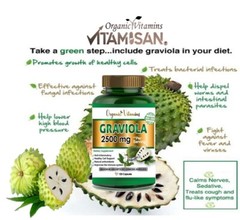 Soursop graviola Extract 2500 mg 120 Capsules | Non-GMO, Gluten Free Anamu
