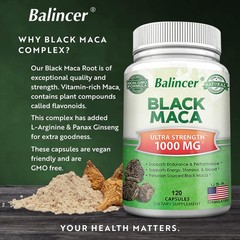 Black Maca Highest Potency Available 1000mg Supports Desire Stamina Energy
