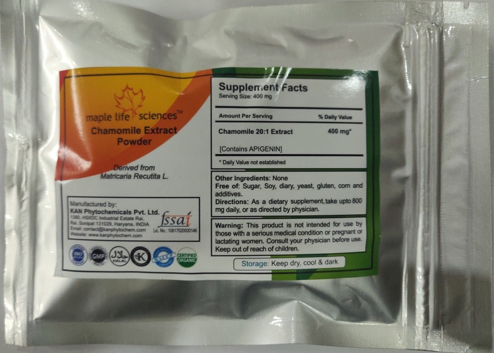 Chamomile Extract 20:1 Powder (Matricaria Recutita) APIGENIN NO FILLERS