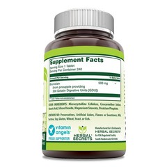 Herbal Secrets Bromelain Supplement 500mg Tablets | Non-GMO | Gluten Free