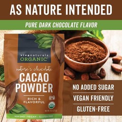 Organic Cacao Powder Unsweetened 8 oz for Baking Smoothies & Hot Chocolate