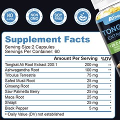 3450mg TongkatAli Extract 200:1 Strong Natural Testosterone Booster 120 Capsules