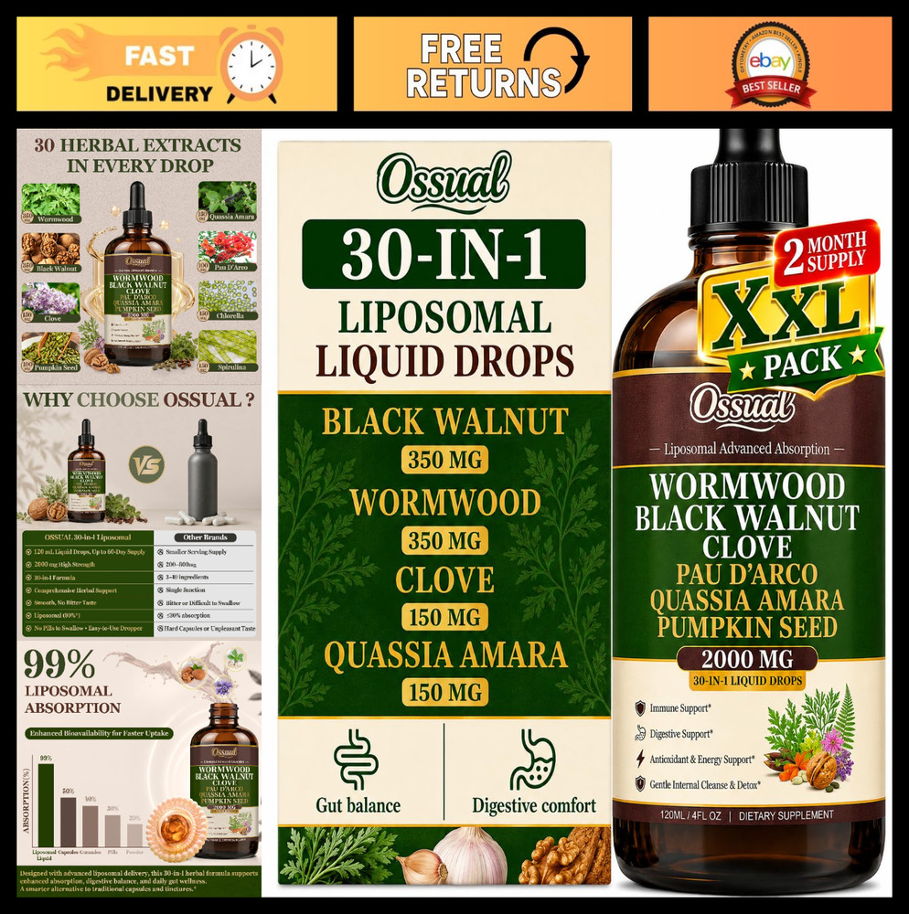 30-in-1 Wormwood Black Walnut Clove Cleanse Tincture 4oz | Gut Health & Digestiv