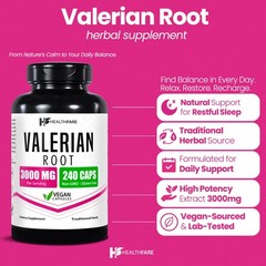 Valerian Root Capsules 240 Pills 3000mg Highest Potency Sleep Aid HealthFare USA