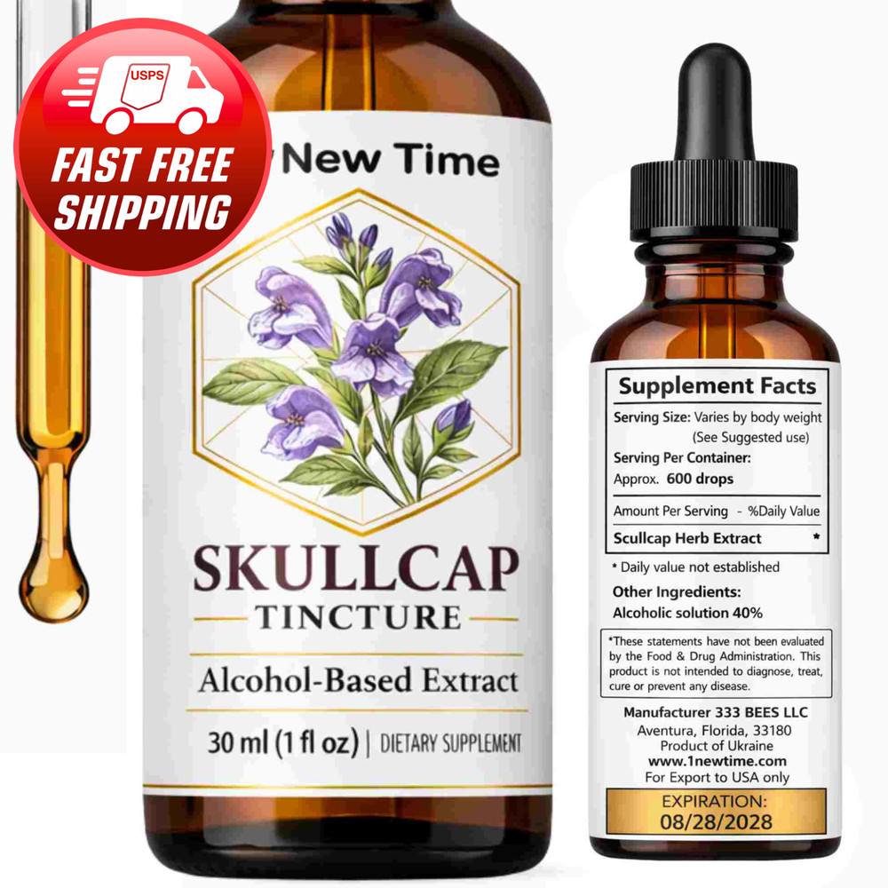 Skullcap Tincture Liquid Extract Stress Relief Herbal Drops 30 ml (1 fl oz)